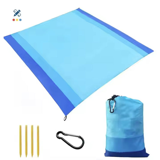 Oversized Sand-Proof Water-Proof Beach and Camping Blanket W/ Stakes, Pouch 11' X 8.8' - Fits 4-7 Adults