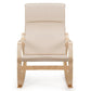 Farmhouse Beige/Natural Linen Upholstered Rocking Chair