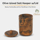 Olive Wood Spice Jar Salt Keeper w/Lid