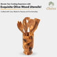 Olive Wood Kitchen Servers Set w/Holder -6 Pcs