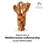 Olive Wood Kitchen Servers Set w/Holder -6 Pcs