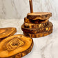 Olive Wood Coaster Set with Holder -7 Pcs